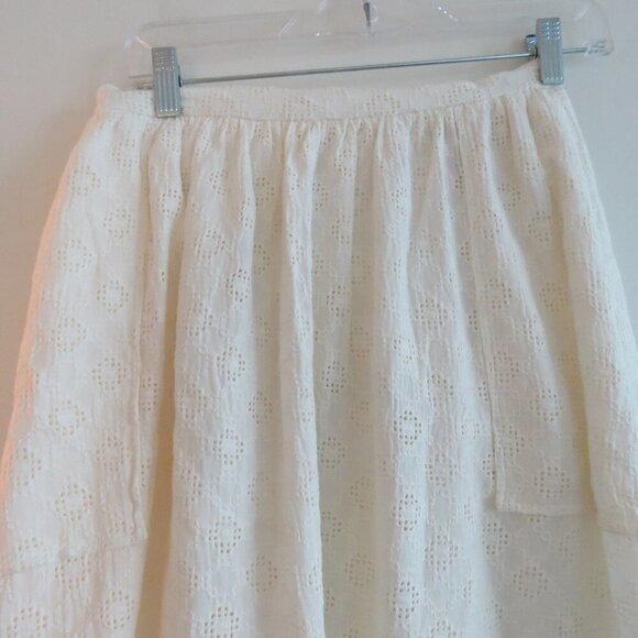 BEC + BRIDGE White Eyelet Lace Midi Skirt Coastal Neutral Boho - Size US 4 - Picture 3 of 14